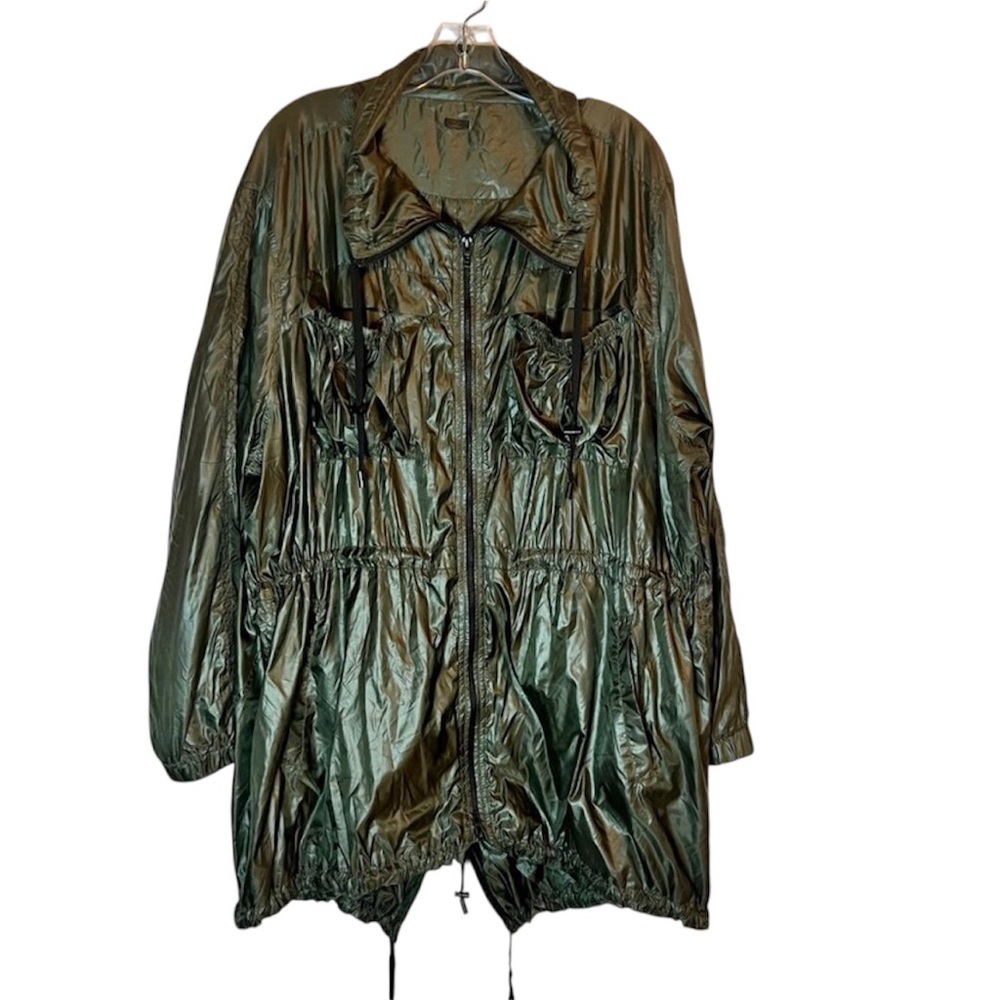 BLANKNYC Olive Green Nylon Zip-Up Utility Jacket Size L